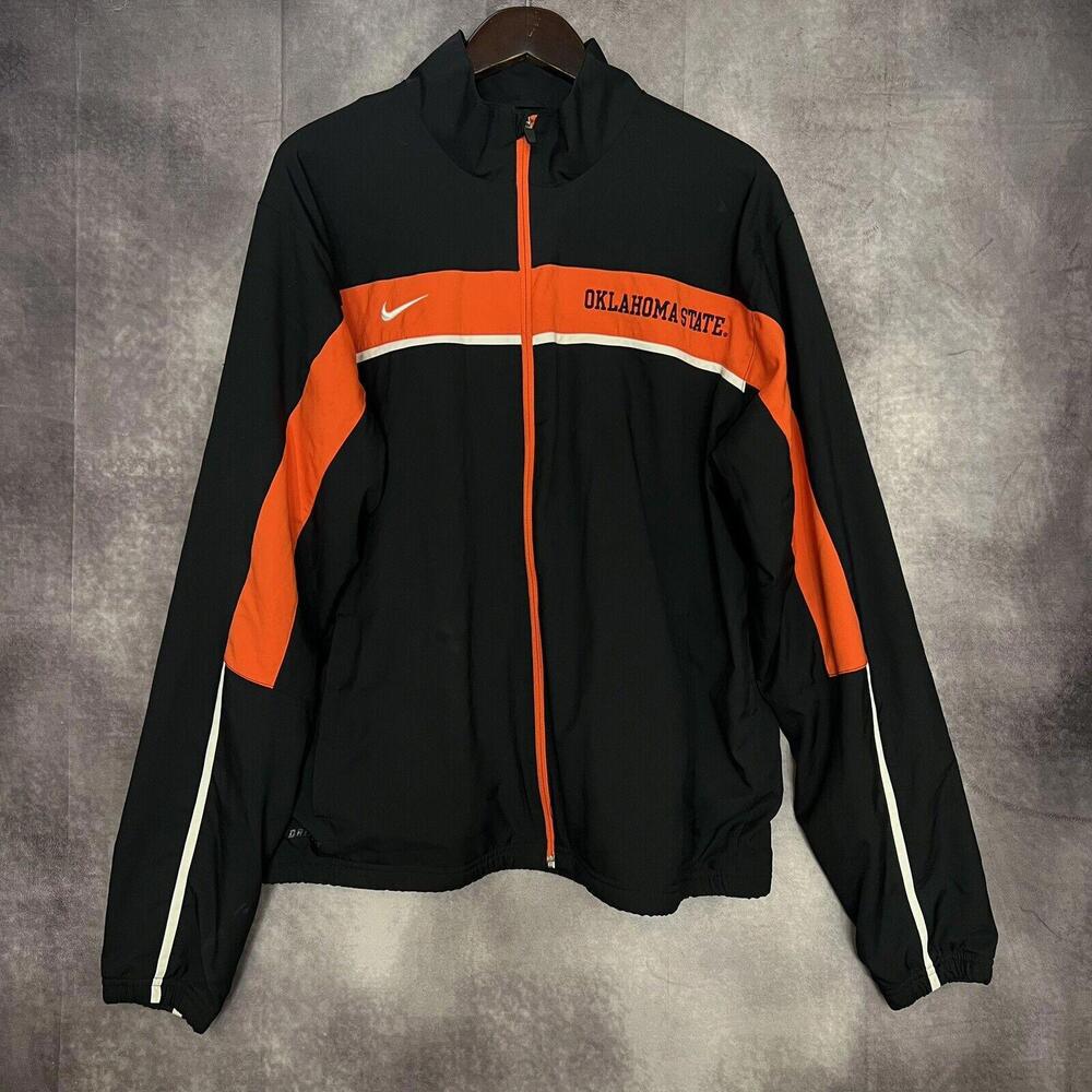Nike Dri-Fit Y2K Oklahoma State Jacket Men's Large Full Zip Black/Orange NCAA